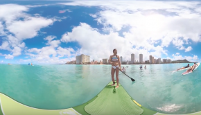 Stand Up Paddleboard (SUP) Surfing on Oahu, Hawaii - 360 Video (#LetHawaiiHappen with WaikikiLove)