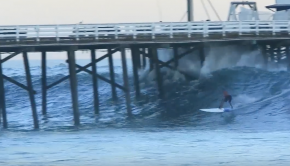 Laird Hamilton SUP surfing epic waves in Malibu!! Shoots the pier twice!!