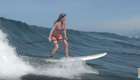 Paddle Board Surfing in Tahiti