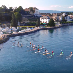 SUP & SURF NYON PADDLE RACE!! 4K Drone video