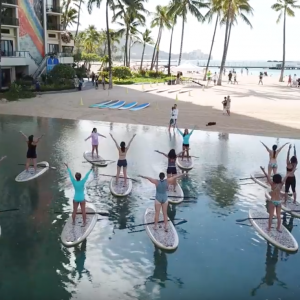 SUP Yoga Class in Waikiki with Yumi Yoga