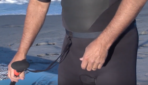Using the Paddle Belt to paddle hands-free through breaking surf