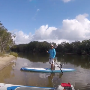SUP fishing Lake Currimundi with Melly the Bikini Girl.