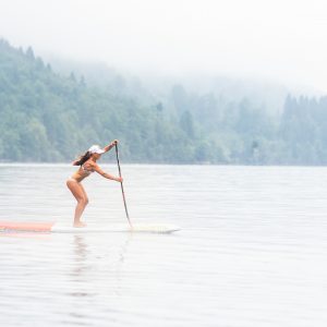 Manca Notar of Slovenia performs during the practice on Lake Bohinj, Slovenia on June 19, 2019