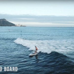 Surfing the Pau Hana 10'0" Oahu board in Hawaii