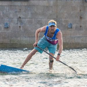 Connor Baxter winning the sprint event at the 2019 ICF Sup Worlds
