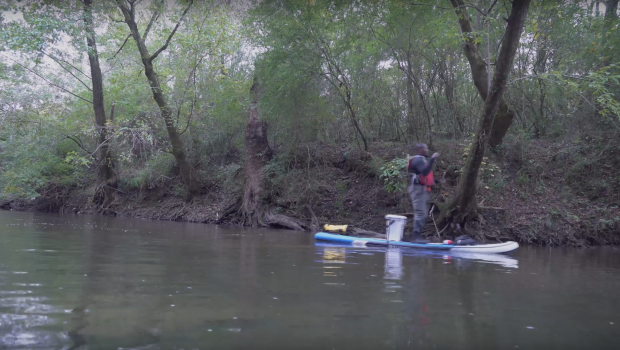 Solo River Paddle on Inflatable Stand Up Paddle Board