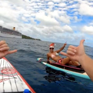 Approaching a Big Ferry Stand Up paddle