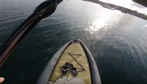 Testing the stability of the Aqua Marina Drift Stand Up Paddle Board
