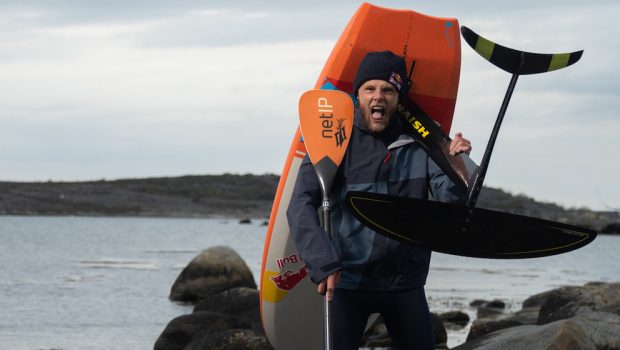 The Kattegat ocean between Denmark and Sweden offered lots of resistance and challenge as the 27-year-old paddle surfer Casper Steinfath foiled across the ocean on Sunday as the first person ever.