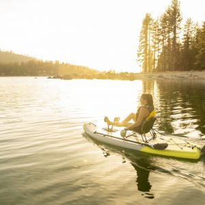 New for 2021, the Mirage iTrek 9 Ultralight inflatable is our lightest and most maneuverable pedal kayak. Packs away in a convenient roller/backpack bag that allows you to store it in smaller spaces like an apartment, RV or boat. Better yet, with a fitted weight of only 9KG, check it on a plane to your favorite travel destination. This inflatable transforms into a comfortable and maneuverable watercraft within minutes. The Mirage iTrek 9 Ultralight inflatable kayak is designed to help you reach remote waters with minimal hassle. Its diagonal dropstitch construction inflates to 10PSI, delivering the same rugged rigidity and nimble performance as our other platforms, but in an unbelievably lightweight package. Featuring the MirageDrive GT with Kick-Up Fins and intuitive rudder control, the iTrek 9 Ultralight can turn on its axis and navigate tight waterways with ease. The adjustable elevated seat is lined with breathable nano-mesh fabric, so you stay comfortable and cool no matter how long you’re on the water. The iTrek 9 Ultralight is fast, agile, and easily transportable - but we didn’t stop there. It’s versatile, too. Simply remove the MirageDrive and grab the three-piece SUP paddle and your iTrek 9 is ready to be used as a stand-up platform. We made it easy to use and even easier to transport. Comes with a high-pressure hand pump and high-volume electric pump and three-piece SUP paddle. Steering handle mounts on left or right side of the seat. Carries up to 160KG. Just add water!